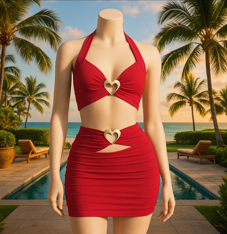 New Two-Piece Heart 2 Slay Halter Top & Skirts Sets