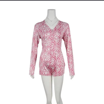 Pink Money Long Sleeve Onesies
