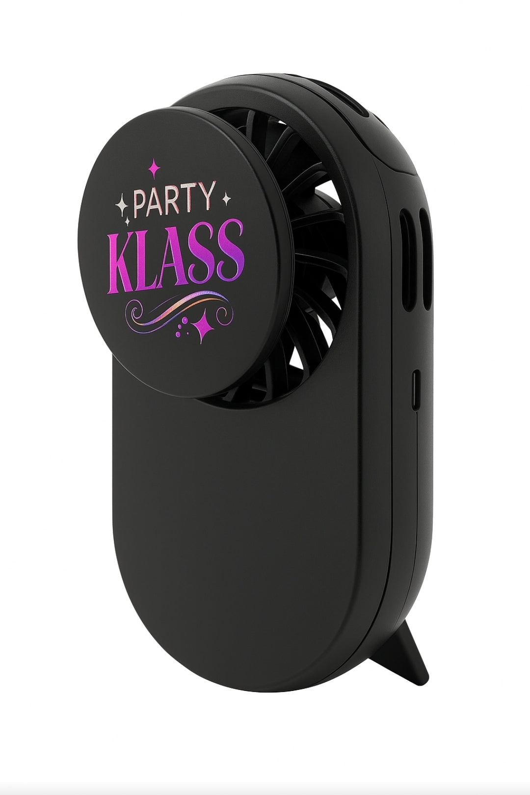 PartyKlass Rechargeable Handheld Fan with Stand
